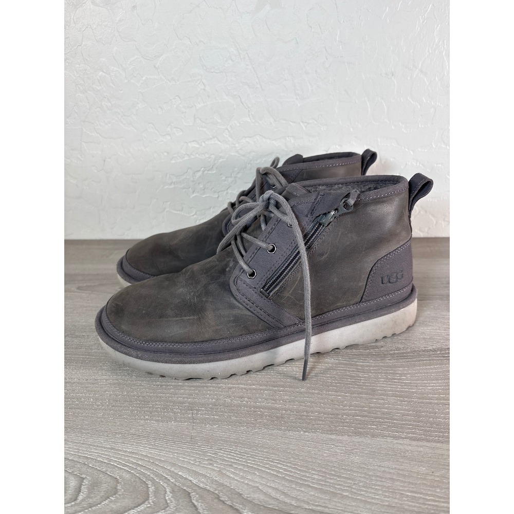 UGG Neumel Dual Zip Mens Size US 11 Charcoal Dark Gray Leather Boots